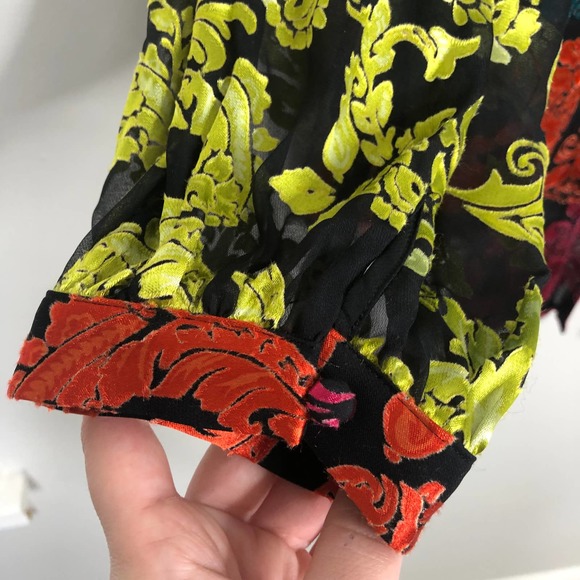 NWT Alice + Olivia Jeannie Show Me Love Tie Neck Silk Jacquard Velvet Blouse M - Picture 10 of 16